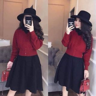 Sét váy len nhung đỏ