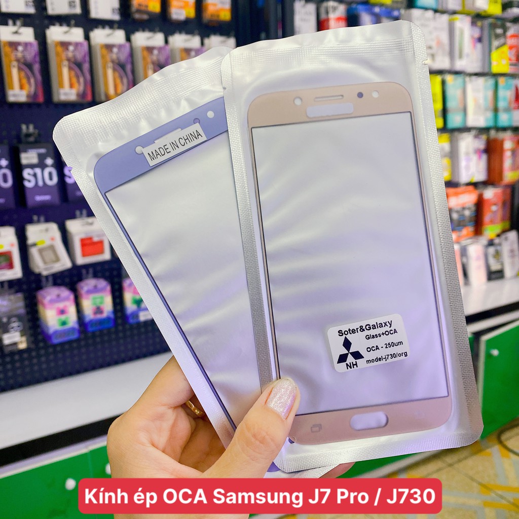 Kính ép màn hình có sẵn keo Samsung J7 pro / J730 OCA chất lượng , giá tốt