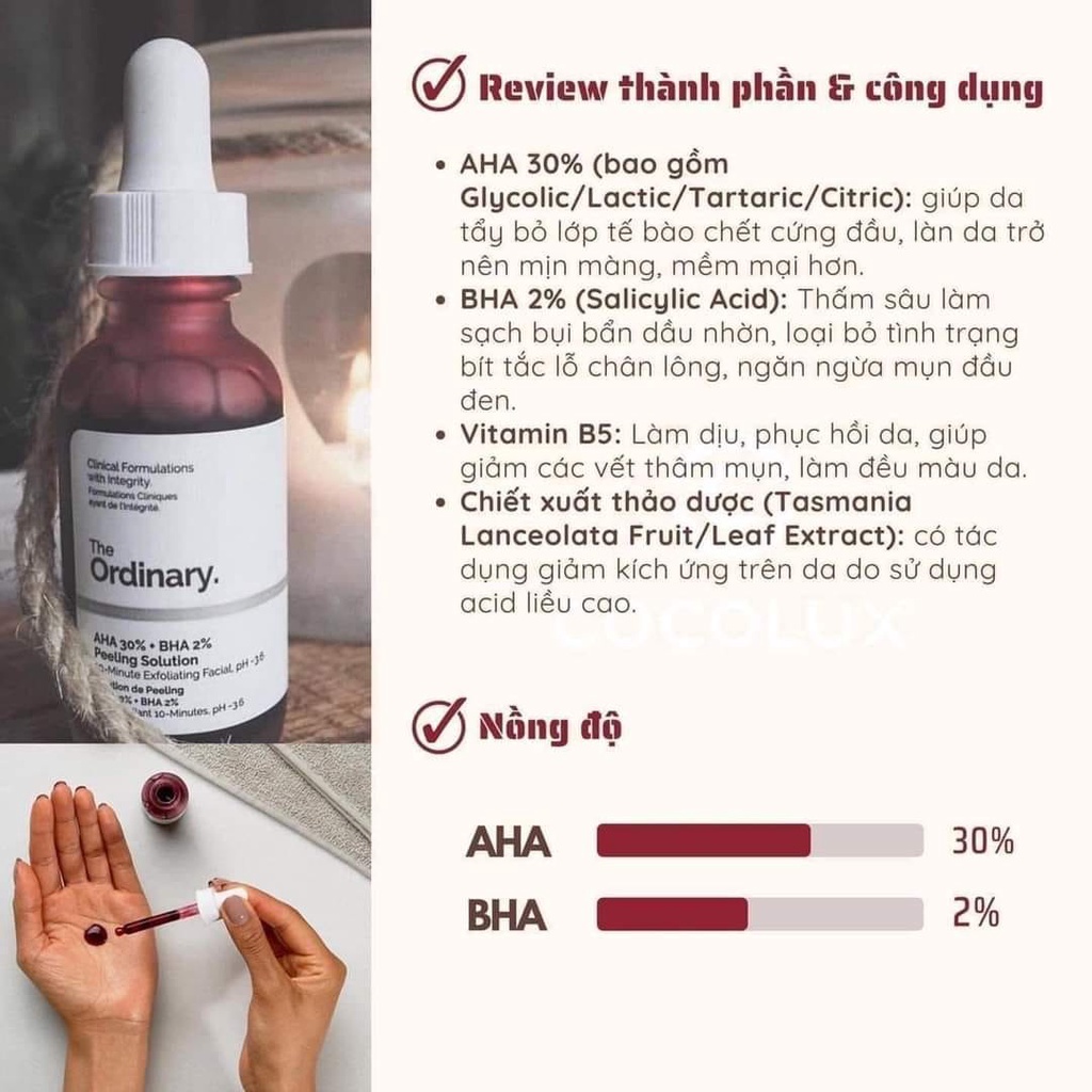 ĐỦ BILL ORDER- TẨY DA CHẾT  HÓA HỌC THE ORDINARY AHA 30% + BHA 2% PEELING SOLUTION