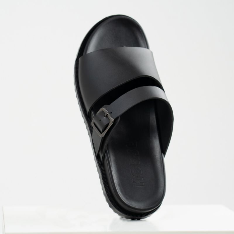 Dép da nam nữ couple, dép quai ngang có khóa da bò cao cấp thương hiệu HORSE đế cao su non QK01