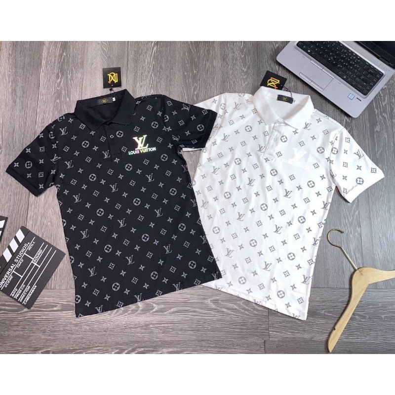 [ GIẢM GIÁ ] Áo thun polo nam nữ Lv phản quang logo sọc chữ Lv cực chất, vải cotton mịn | BigBuy360 - bigbuy360.vn