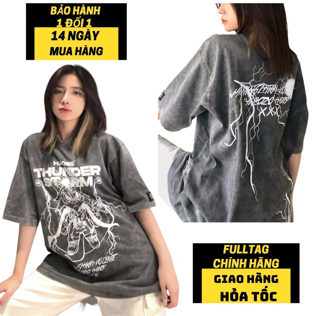 Áo Thun Unisex HADES THUNDER WASH - Thun COTTON 100% | CHUẨN LOCAL BRAND 1:1 l Size 40 - 100 Kg