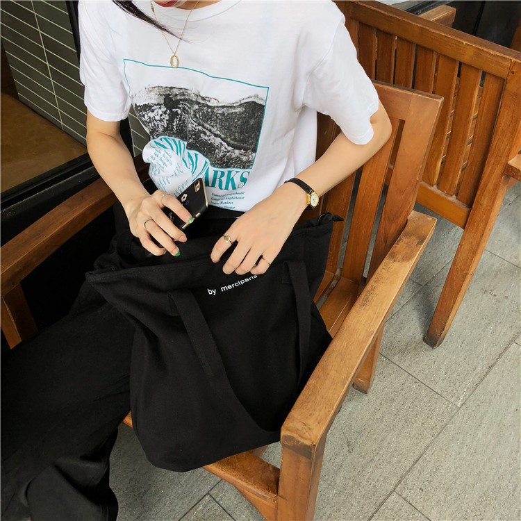 Túi tote vải hàn quốc By Merciparis dày mịn xịn