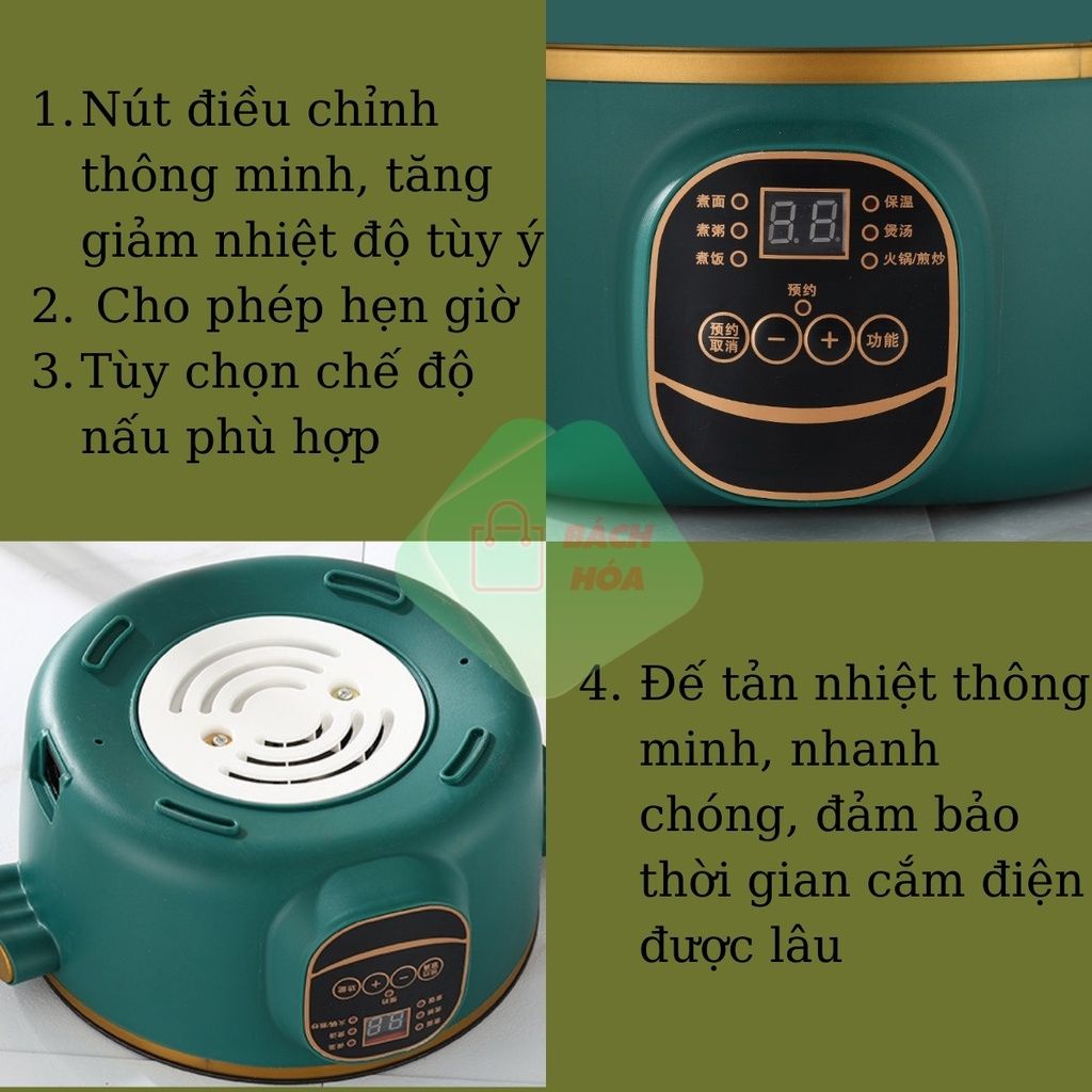 Nồi Lẩu Điện Mini Shanban 24Cm Phủ Vân Đá Chống Dính Kèm Hấp Inox Cao Cấp