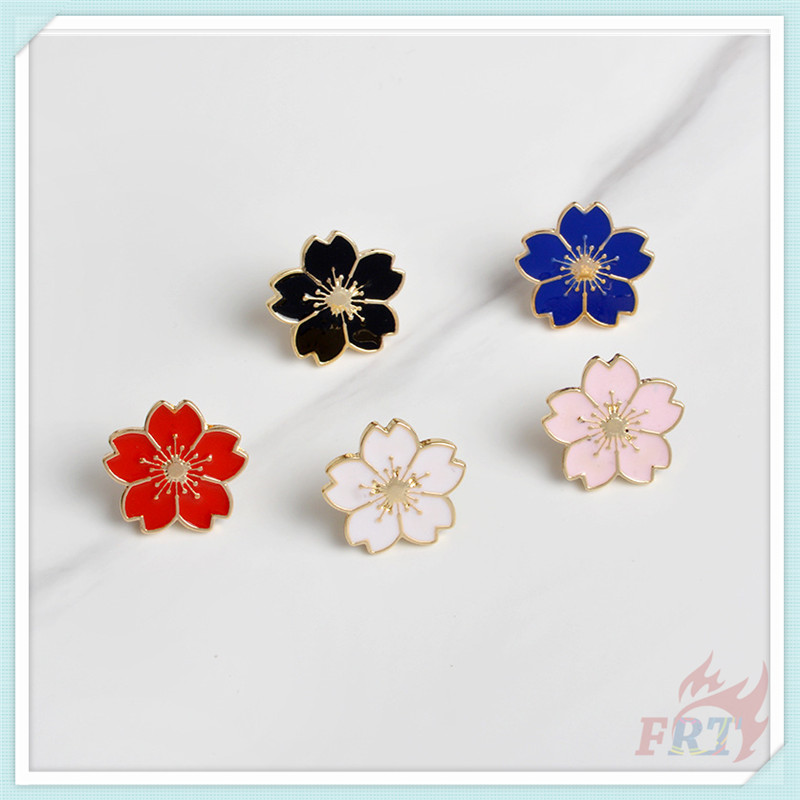 Ghim cài hình hoa anh đào tráng men dòng 01 trang trí balo 5 màu tùy chọn