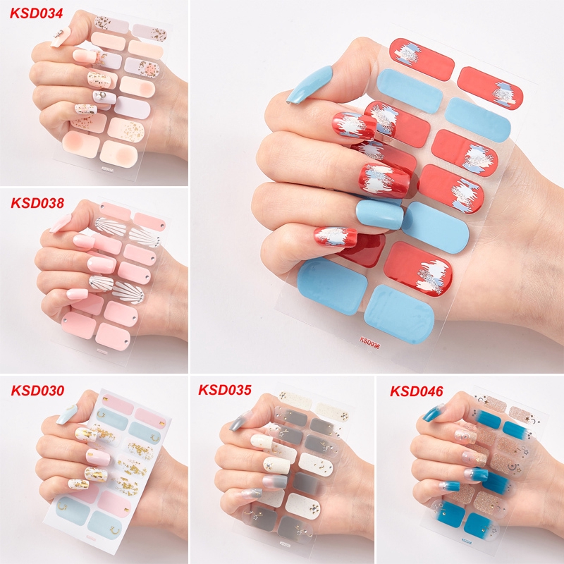 (Hàng Mới Về) Set 14 Miếng Dán Móng Tay Giả 3d Thời Trang Ksd029-048