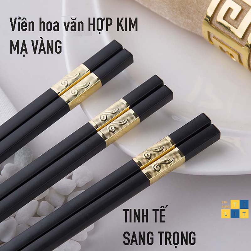 Đũa Khảm Vàng Phong Cách Nhật Bản (Hộp 10 Đôi) [ĐŨA]