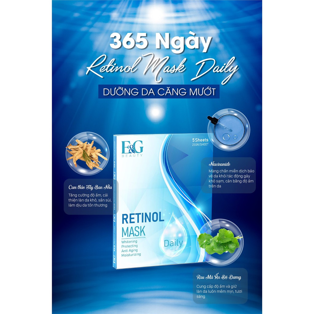 Mặt nạ Retinol Daily Mask E&G Beauty Hàn Quốc hộp 5 miếng Zuka Beauty dưỡng ẩm chuyên sâu, dưỡng trắng tự nhiên