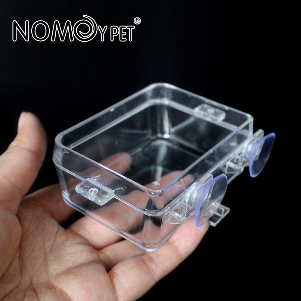Bát ăn chữ nhật cho bò sát - Bát ăn nhựa trong suốt cho thú cưng có thế gắn tùy vị trí