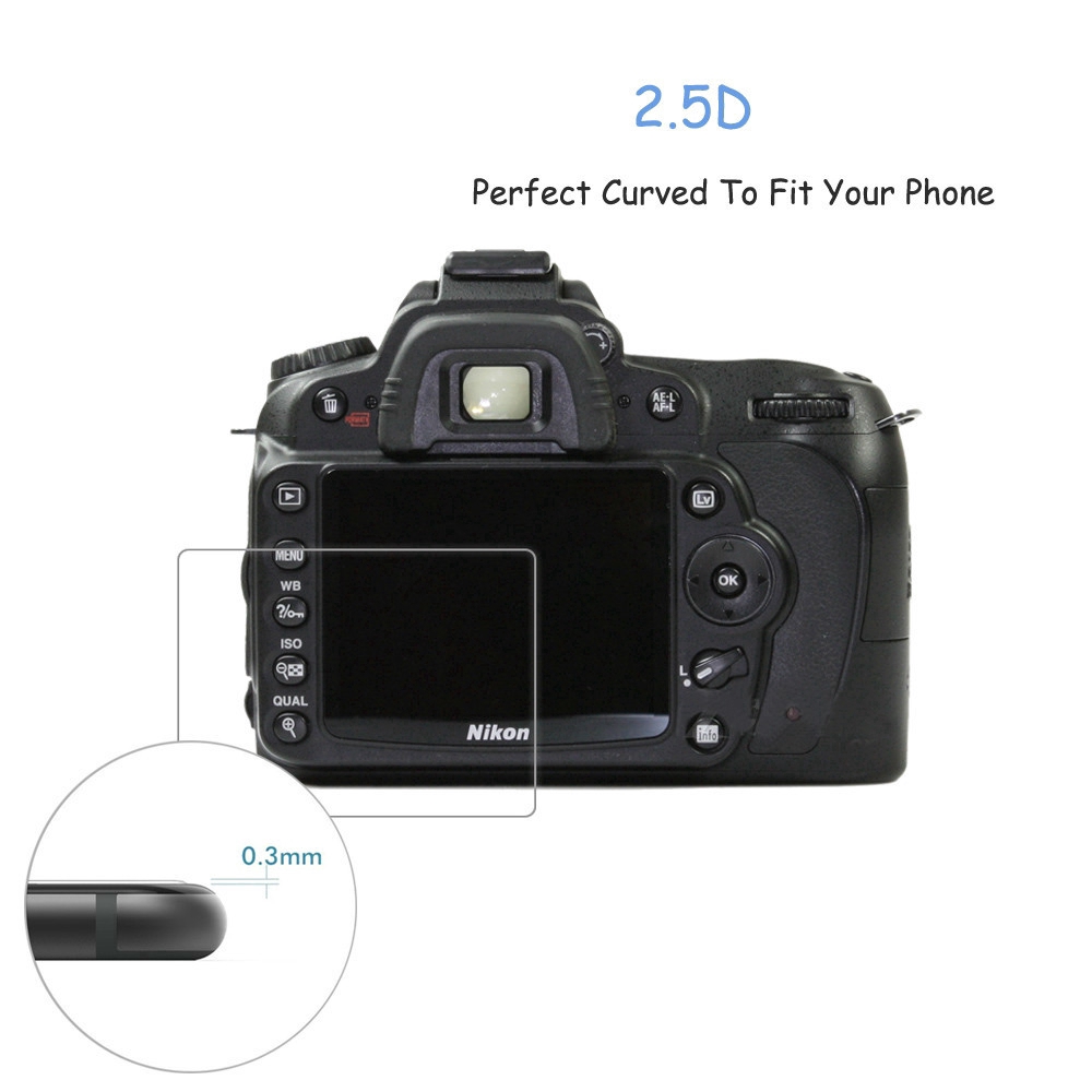 Phim máy ảnh kỹ thuật số 2PCS cho Nikon D90 D7000 D5100 2.5D 9H Bảo vệ màn hình bằng kính cường lực rõ ràng