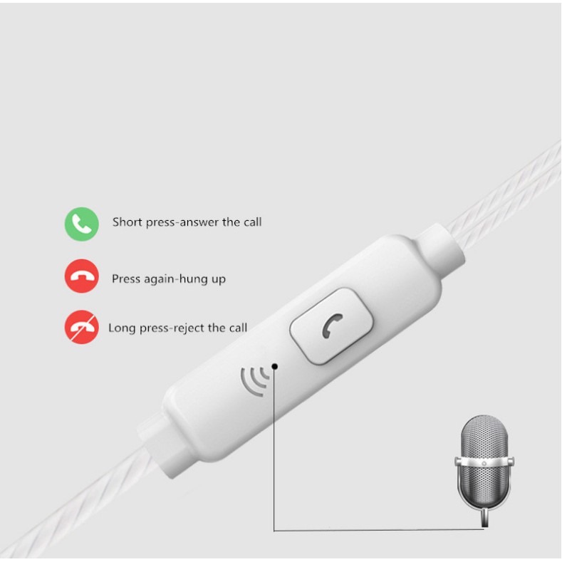 Tai nghe in-ear đa năng đơn giản trong dòng điện thoại di động máy tính có dây tai nghe điều khiển bằng lúa mì Tai nghe điều khiển bằng dây màu trắng