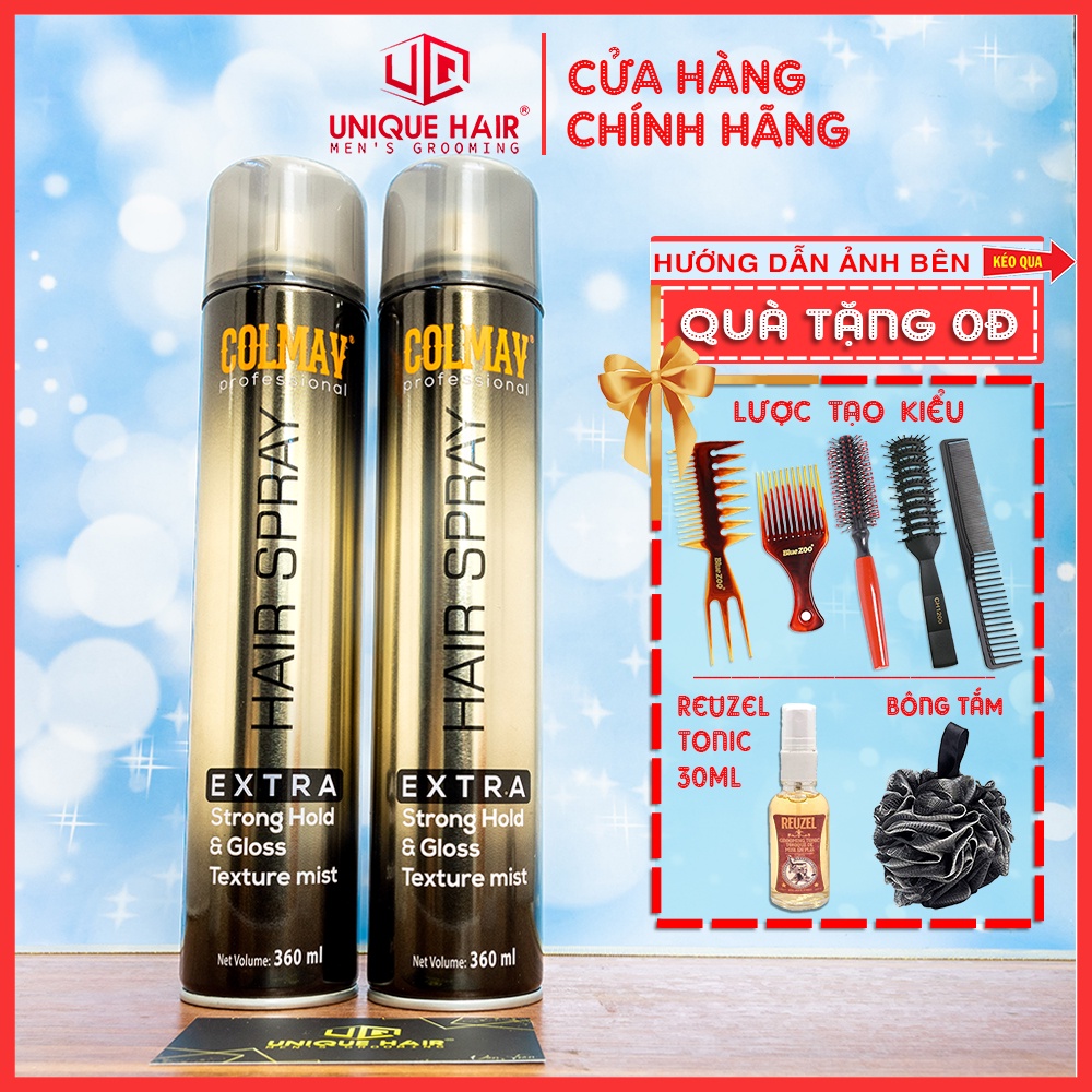 [TẶNG QUÀ] Gôm xịt tóc COLMAV HAIR SPRAY 2020 USA + Tặng Lược Chaoba | RẺ VÔ ĐỊCH