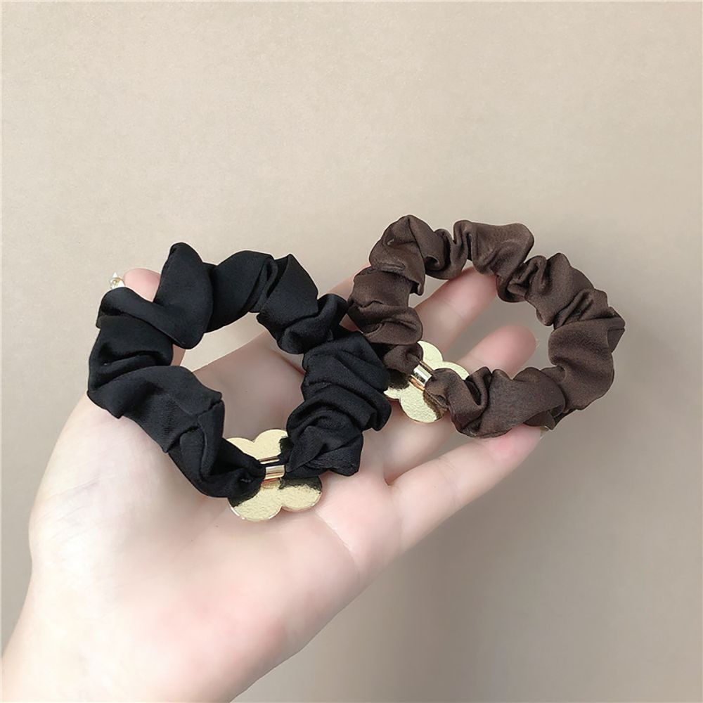 Dây buộc tóc hình cỏ ba lá bằng hợp kim nhiều màu sắc phong cách Hàn Quốc cổ điển cho nữ