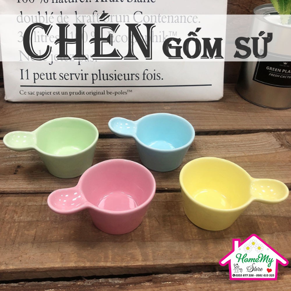 [Pink] Chén sứ 💎 gáo sứ mini trang trí decor đựng gia vị cho phòng ăn gian bếp màu hường gốm sứ bát tràng