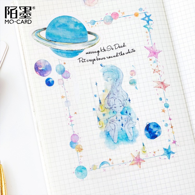 Hộp 45 Nhãn dán sticker Hành tinh tím trang trí sổ tay bullet journal M124