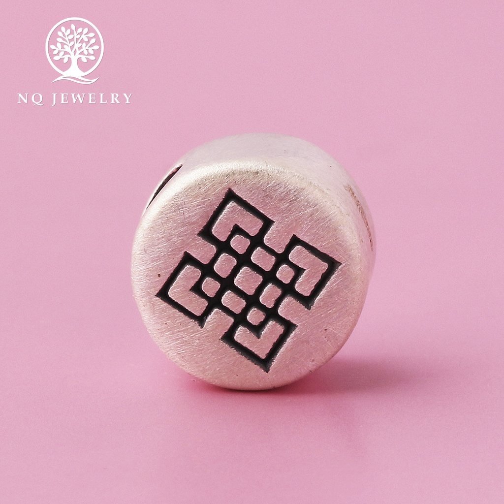 Charm bạc xỏ ngang họa tiết - NQ Jewelry