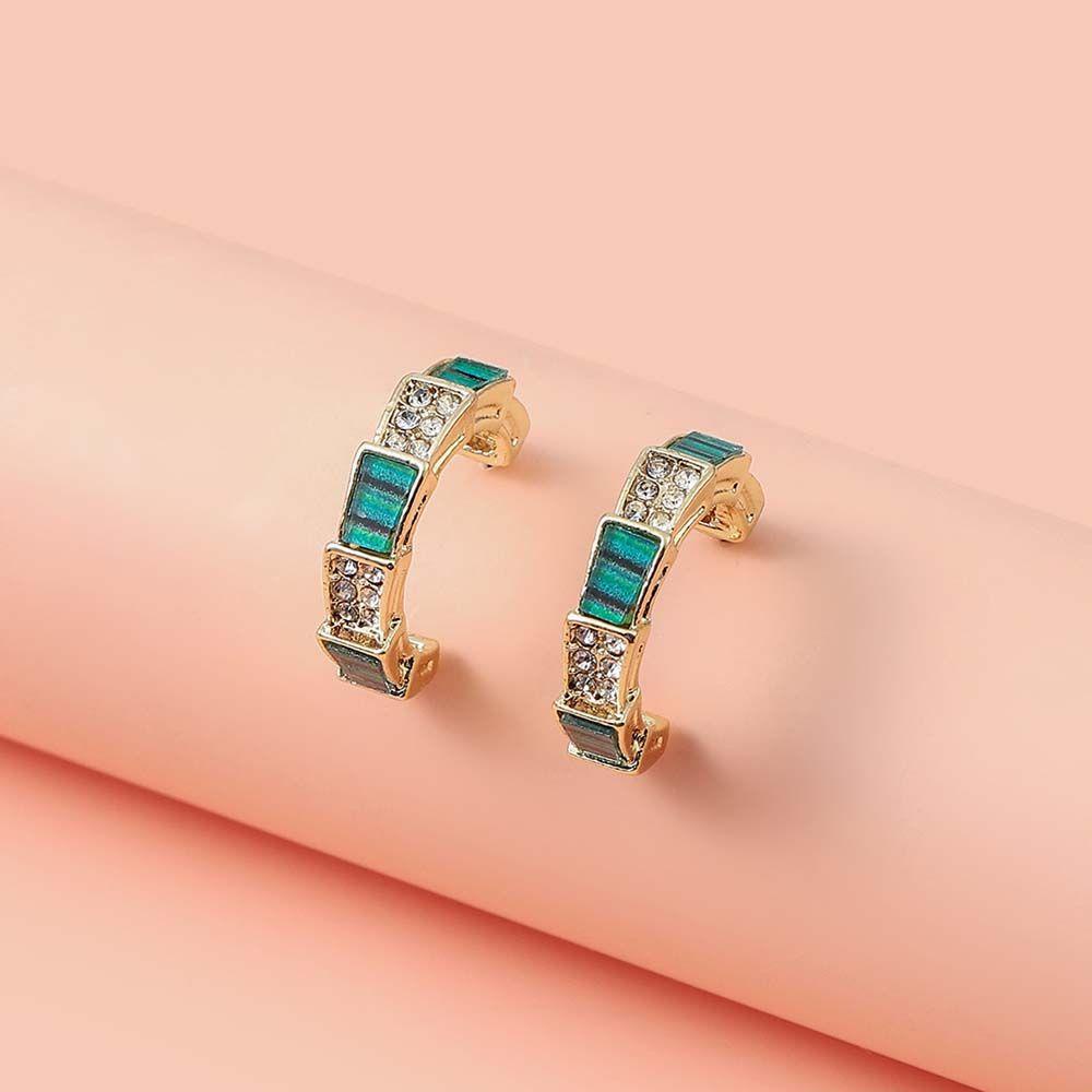 Bông Tai Tròn VANES1 Hình Chữ C Phong Cách Hàn Quốc Cho Nữ