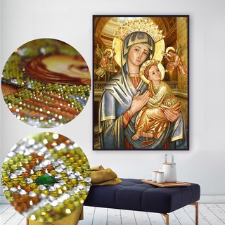 Tranh đính đá đức mẹ cứu giúp ,45×60cm chưa đính