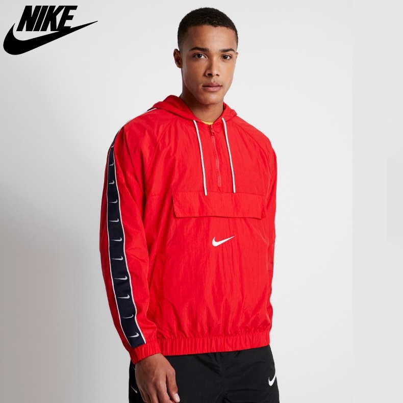 NIKE - Áo khoác thể thao nam nữ Nike Sportswear Taped Swoosh Woven Jacket chính hãng - Đỏ x Đen