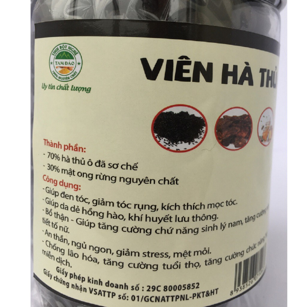 Hà Thủ Ô ⚜️KÈM QUÀ TẶNG⚜️ Viên Hà Thủ Ô Mật Ong Rừng Tam Đảo 500g, Cải Thiện Trạng Bạc Tóc, Rụng Tóc