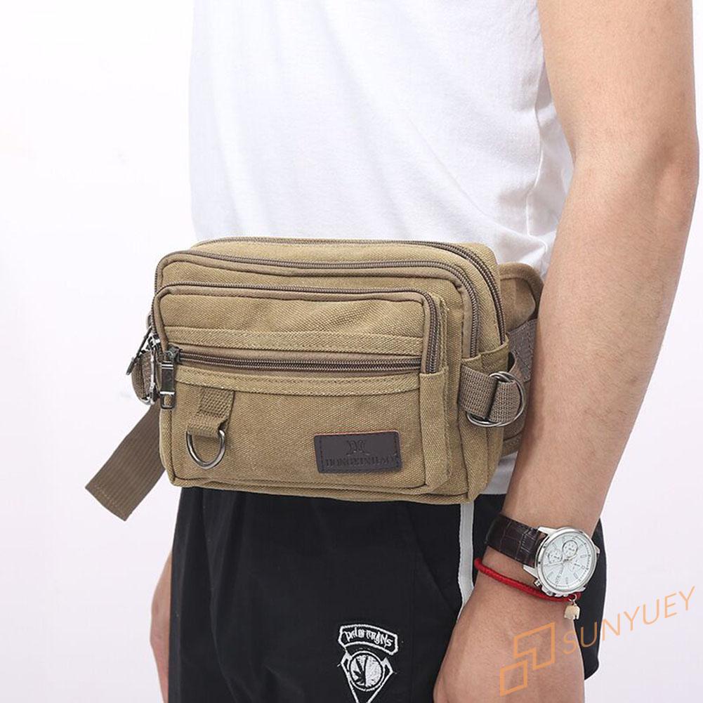 Ví canvas đeo hông nhiều ngăn phong cách vintage cho nam | BigBuy360 - bigbuy360.vn