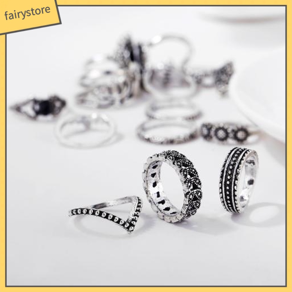Set 15 nhẫn đeo khớp ngón tay đính đá thời trang cho nữ