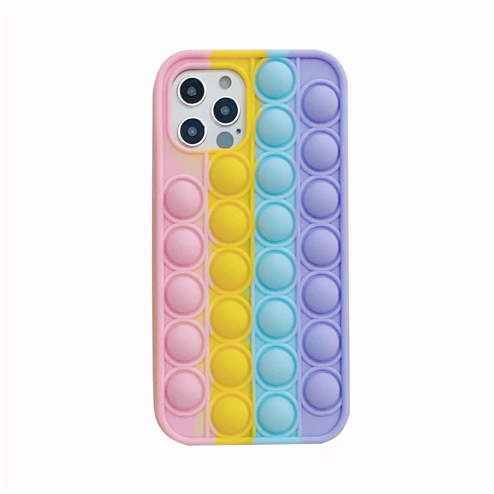iPhone 8 7 6 6s Plus SE 2020 5 5s Silicone mềm Pop it Bubble dễ thương Rainbow Silicone Case Cover