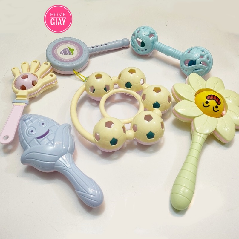 Bộ đồ chơi xúc xắc 7 món hình thú phát tiếng kêu vui nhộn kích thích vận động và giác quan của bé shop home giay
