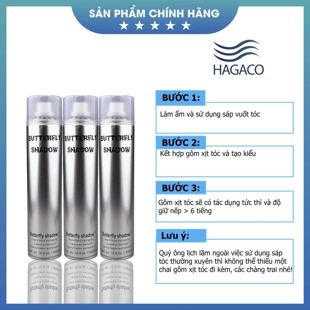 Gôm xịt tóc Butterfly Shadow Chính hãng, Gôm bạc giữ nếp tạo kiểu nam nữ MN12