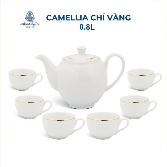 bộ ấm trà gốm sứ Minh Long viền chỉ vàng - bộ ấm trà sứ minh long viền chỉ vàng
