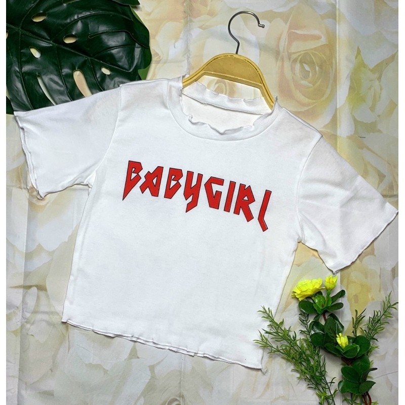 Áo croptop nữ phối kiểu in chữ chất vải thun gân len 4 chiều FreeSize dưới 53kg | BigBuy360 - bigbuy360.vn