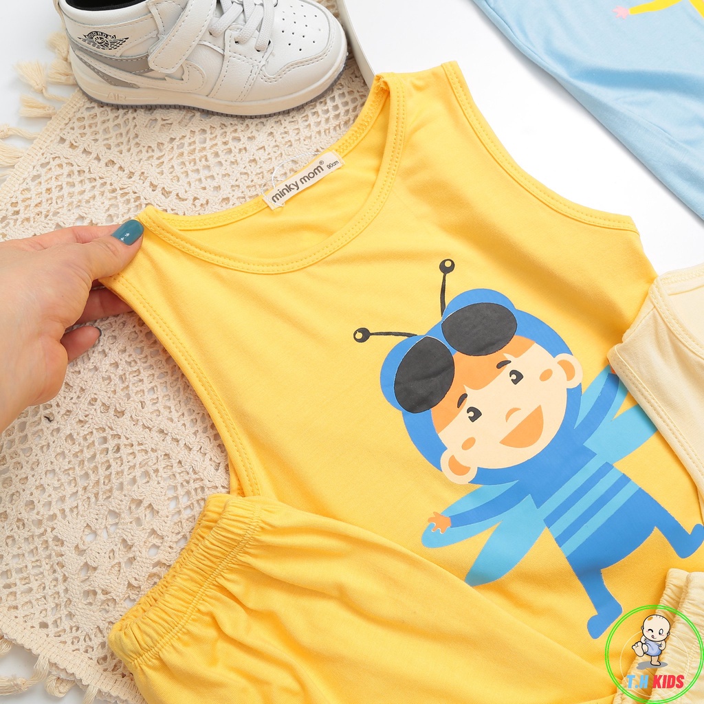 [Bé 7-27kg]Bộ sát nách quần alibaba thun lạnh Minky Mom cho bé trai bé gái từ 10-27kg - HÀNG CHUẨN