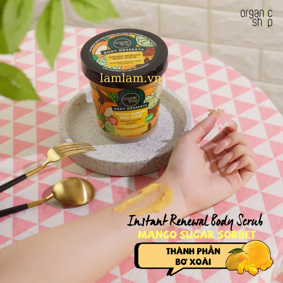 Tẩy Tế Bào Chết Toàn Thân Organic Shop Body desserts Mango Sugar Sorbet Body Scrub 450ml