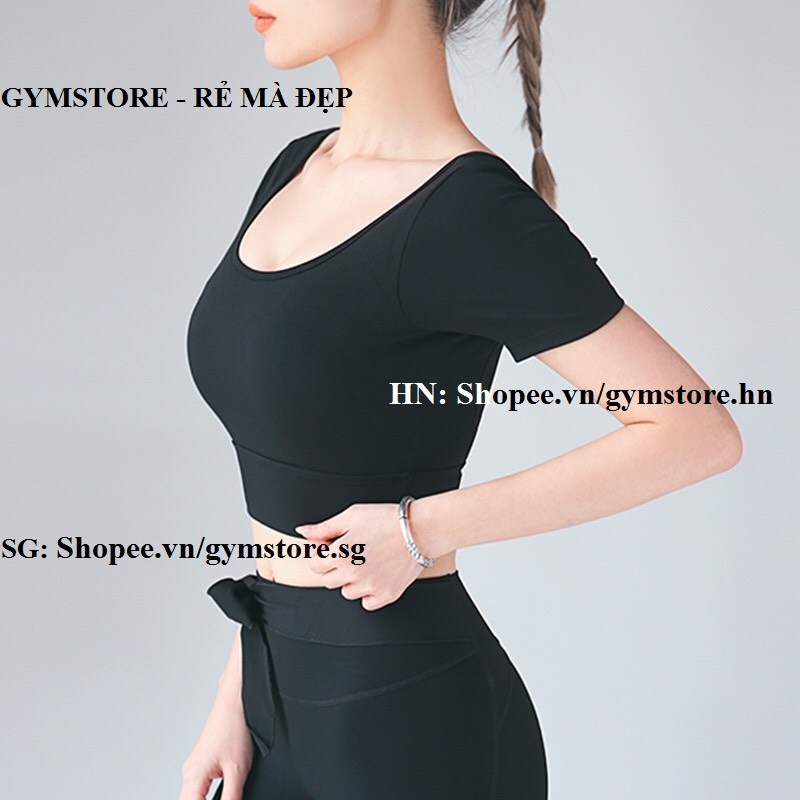 Áo Thun Tập Gym Nữ ❤️𝐇𝐀̀𝐍𝐆 𝐗𝐈̣𝐍❤️ Có Mút Ngực Dây Chéo Phối Lưng Thể Thao Nữ 𝐆𝐘𝐌𝐒𝐓𝐎𝐑𝐄 2176