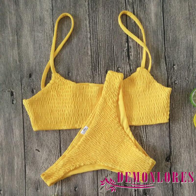 Set đồ tắm trơn màu kiểu dáng trẻ trung quyến rũ dành cho nữ