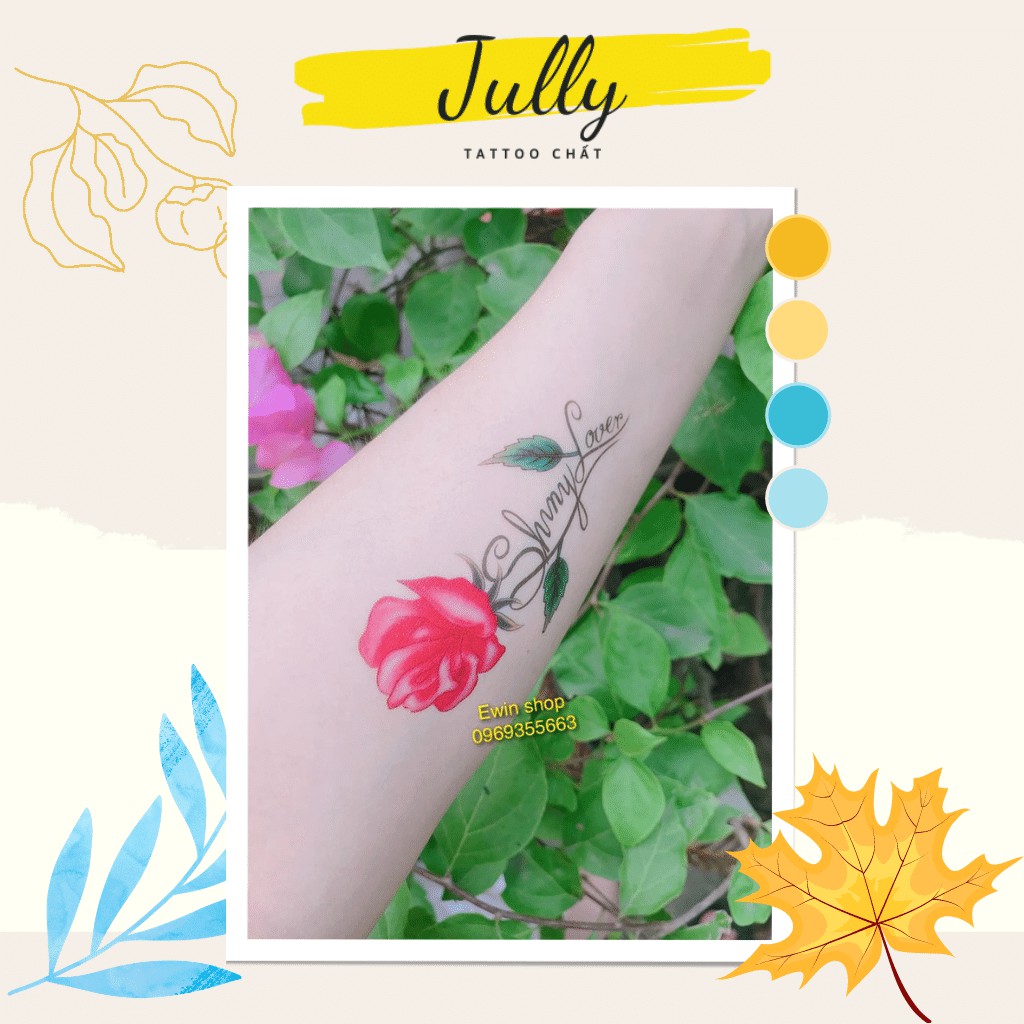 Hình xăm 15 ngày JULLY Tattoo chất, xăm dán ngực hình hoa hồng nổi bật cá tính, kích thước 10x6cm