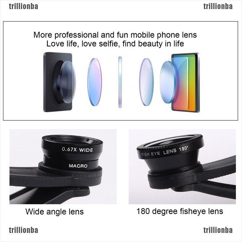 （trillionba）Fish Eye Lenses Mobile Phone Camera Lens Kit Zoom Fisheye Wide Angle With Clip