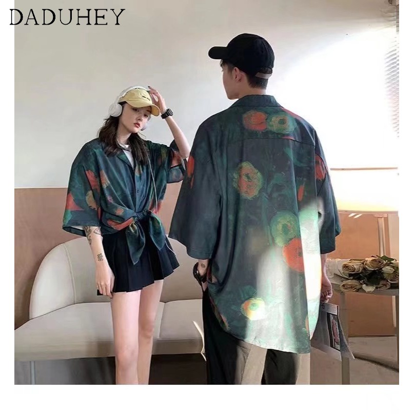 Áo khoác tay ngắn họa tiết tranh sơn dầu dáng rộng phong cách Mỹ retro vintage thời trang đường phố thường ngày cho nữ