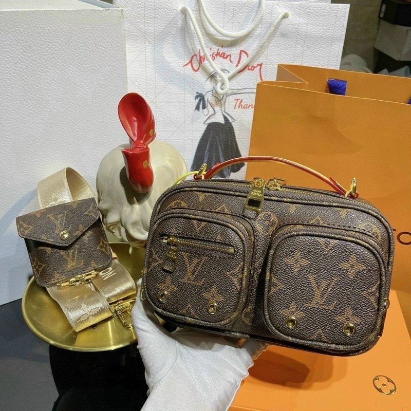 Túi chéo Lv hộp Crossbody hoa nâu size 21cm fullbillbox seal kèm móc