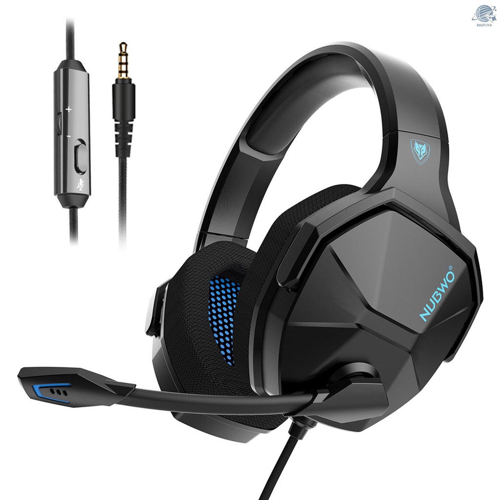 BF NUBWO N13 3.5mm Wired Gaming Headphones Over Ear Game Headset Noise Canceling Earphone with Microphone Volume Control Compatible with PS4 Xbox One PC Laptop Smart Phone