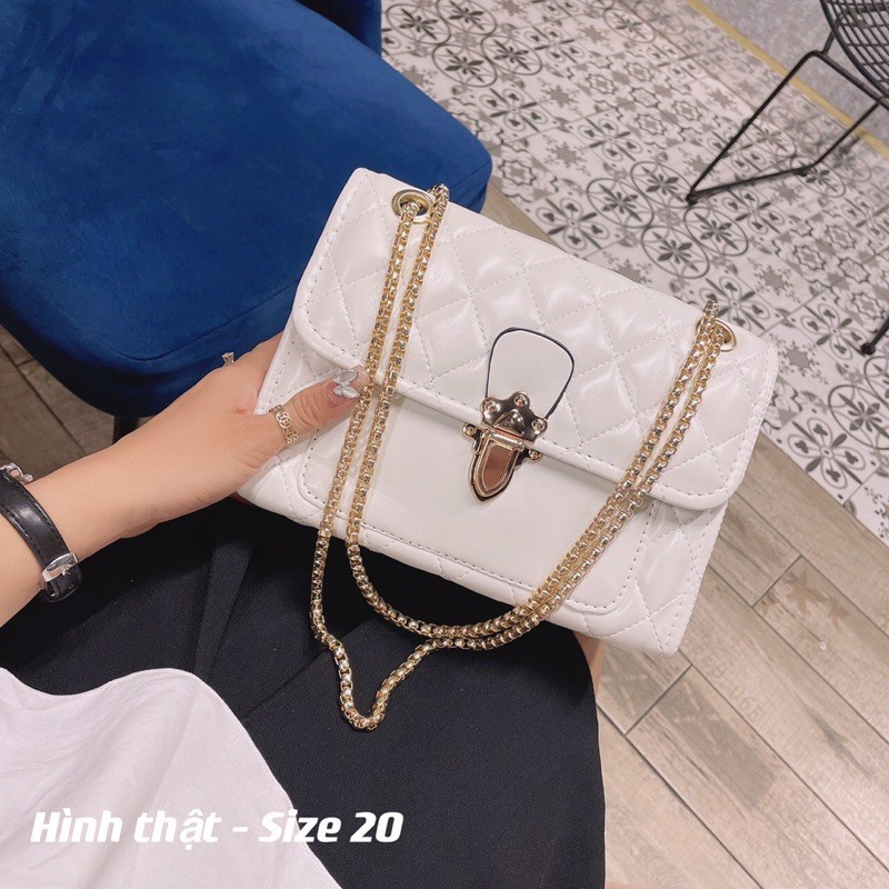 Túi đeo chéo nữ công sở đi chơi đẹp nhiều ngăn da mềm thêu ô thời trang hàn quốc giá rẻ HT30