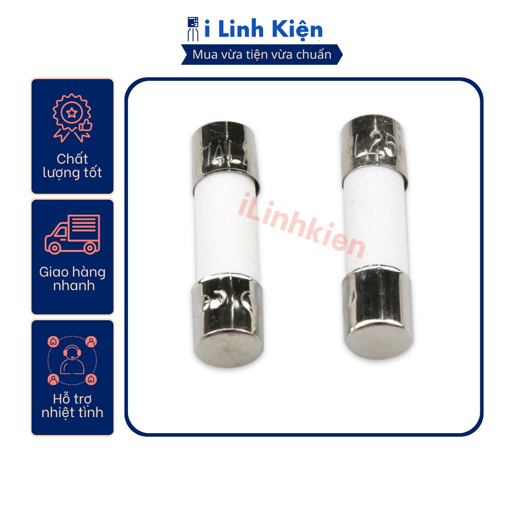 Cầu chì sứ 5x20mm 6x30mm 1A 2A 3A 4A 5A 6A 8A 10A 12A 15A 20A túi 10 con