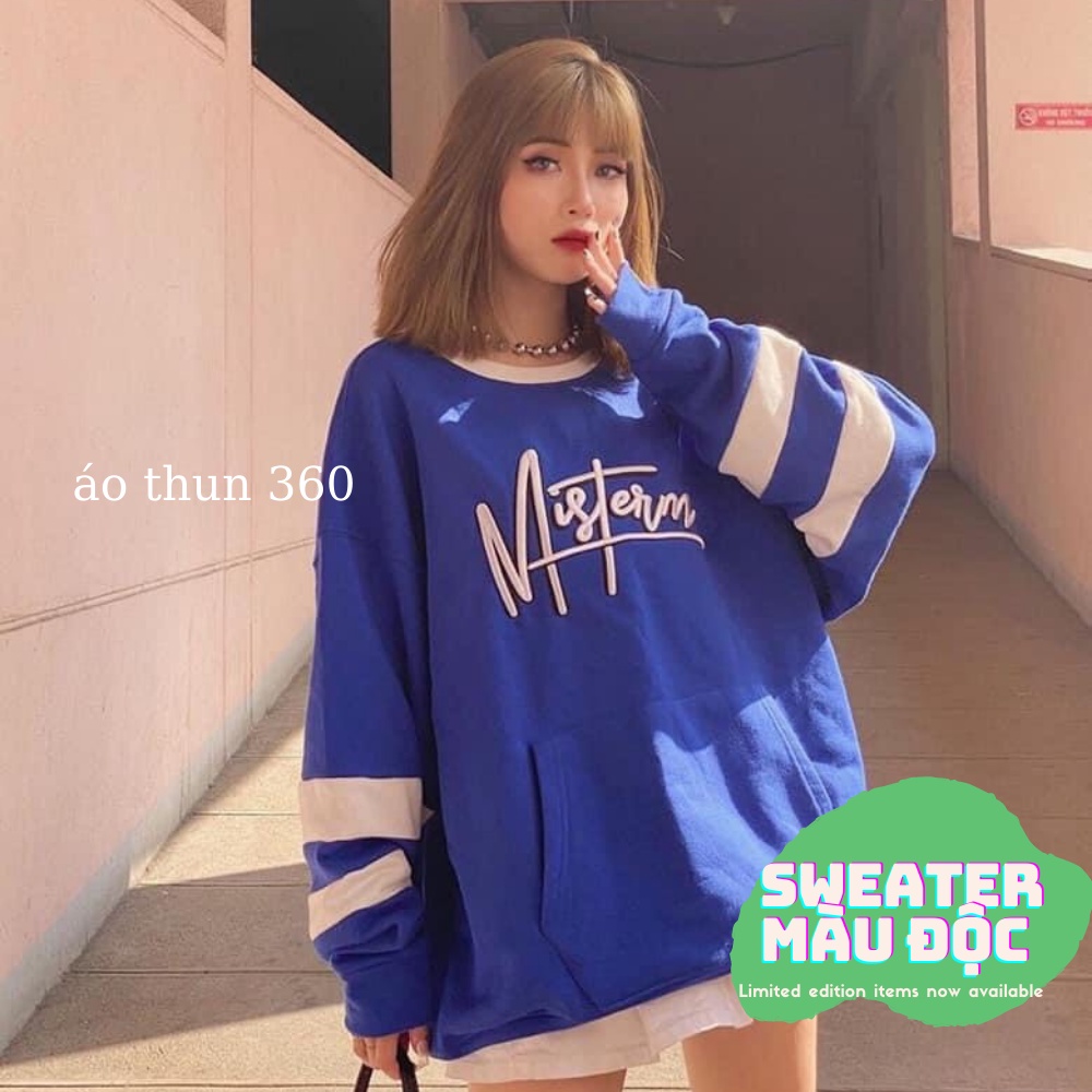 Áo sweater nữ form rộng tay bồng MIS02 chất nỉ ngoại, áo nỉ sweater unisex nam nữ dài tay phong cách ulzzang