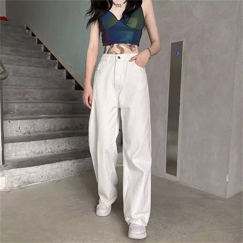 Quần Baggy Kaki Nữ Ống Rộng T-A-N Phong Cách Hàn Quốc Qkkt màu kem ảnh thật