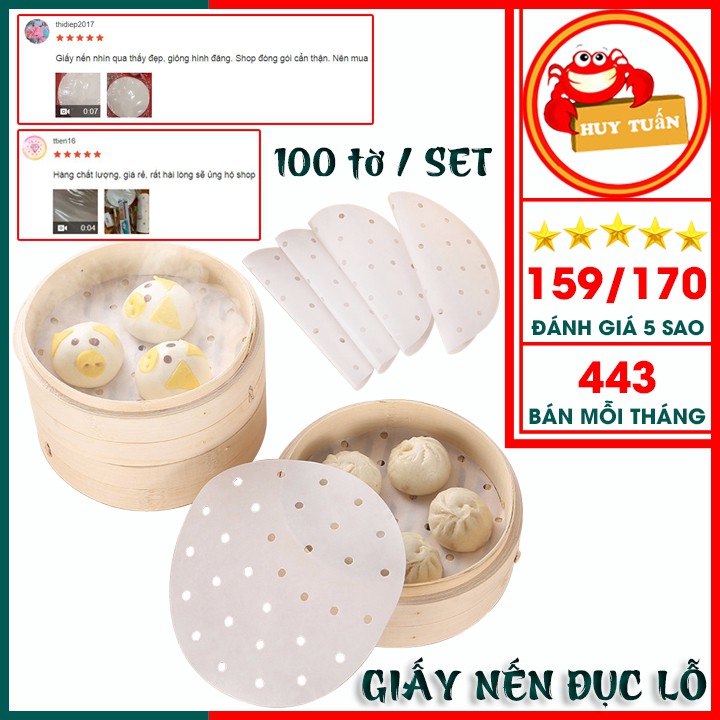 SET 100 tờ giấy nến đục lỗ dùng cho nồi chiên không dầu đường kính 23cm (GN23)