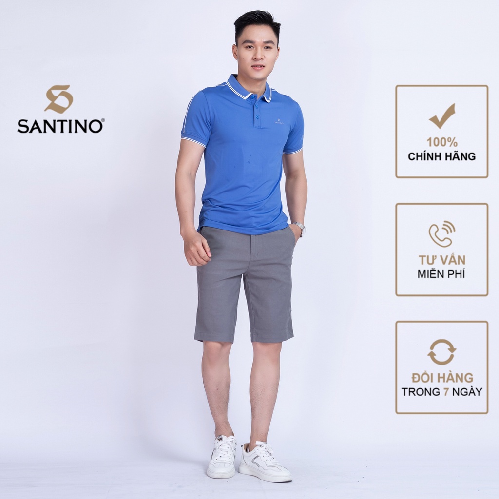 Áo Polo thể thao nam Vải Cá Sấu SANTINO cao cấp chống nhăn, form ôm nhẹ, thích hợp giặt máy, kháng tia UV - B858