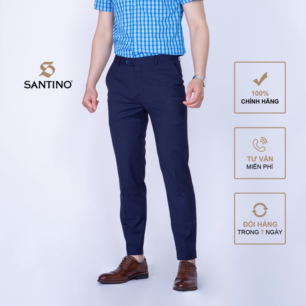 Quần Tây công sở Sợi Tre SANTINO cao cấp, màu xanh than form ôm nhẹ, thoáng mát chống nhăn, kháng khuẩn và tia UV - Q069