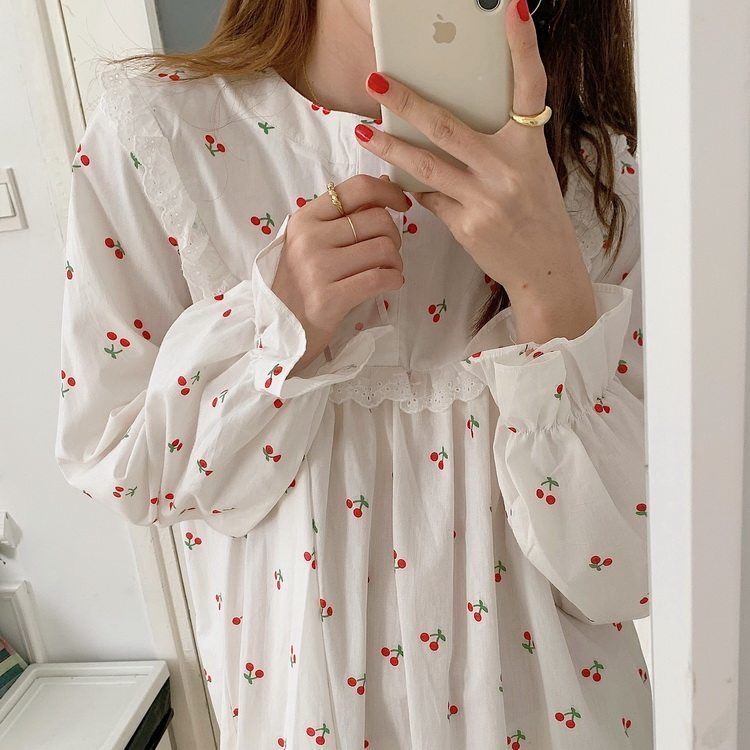 Đầm Ngủ Tay Dài Kiểu Công Chúa Thiết Kế Ngọt Ngào Cho Nữ