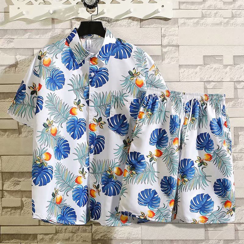 Hàng Có Sẵn Mới Set Áo Sơ Mi Tay Ngắn In Hoa Và Quần short Thời Trang Biển Hawaii Mùa Hè Cho Nam