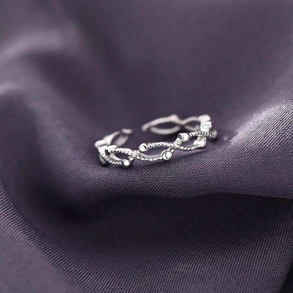QQMALL Nhẫn Gợn Sóng Phong Cách Hàn Quốc Đơn Giản Có Thể Điều Chỉnh Độc Đáo